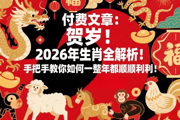 付费文章：贺岁！2026年生肖全解析！手把手教你如何一整年都顺顺利利！-如意资源库