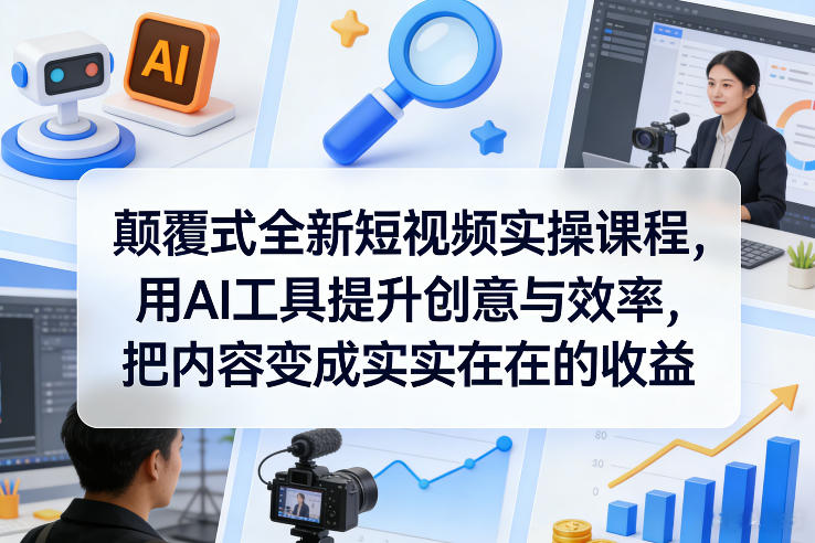 颠覆式全新短视频实操课程，用AI工具提升创意与效率，把内容变成实实在在的收益-如意资源库