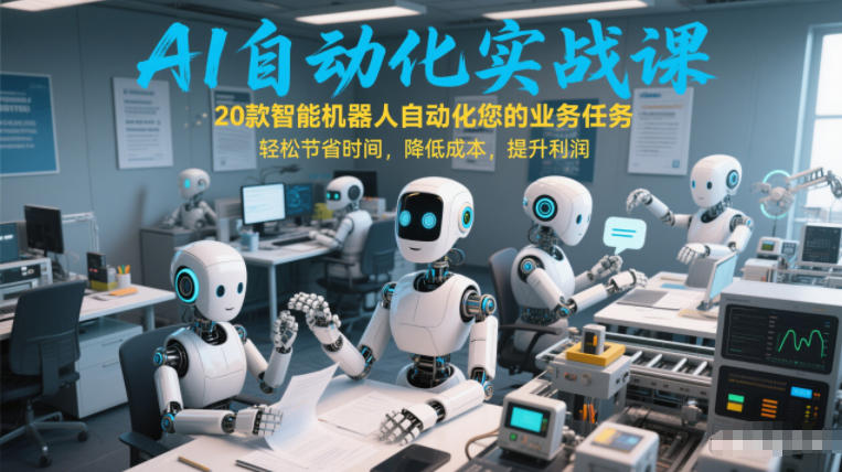 AI自动化实战课：20款智能机器人自动化您的业务任务，轻松节省时间，降低成本，提升利润-如意资源库