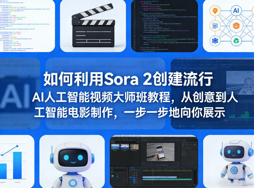 如何利用Sora 2创建流行AI人工智能视频大师班教程，从创意到人工智能电影制作，一步一步地向你展示-如意资源库