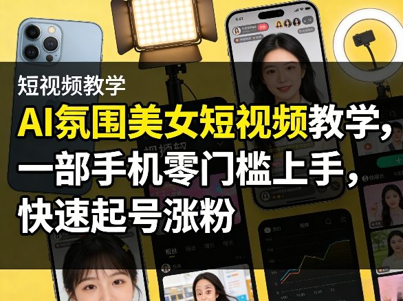 AI氛围美女短视频教学，一部手机零门槛上手，快速起号涨粉-如意资源库