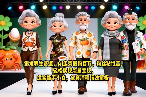 银发养生赛道，AI走秀圈粉百万，粉丝粘性高，轻松实现流量变现，适合新手小白，全套流程玩法解析-如意资源库