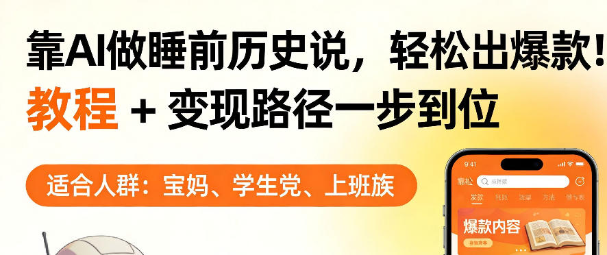 靠AI做睡前历史解说，轻松出爆款！教程+变现路径一步到位，单个视频收益1K+【揭秘】-如意资源库