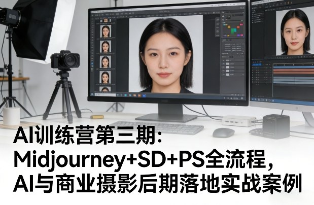 AI训练营第三期：Midjourney+SD+PS全流程，AI与商业摄影后期落地实战案例-如意资源库