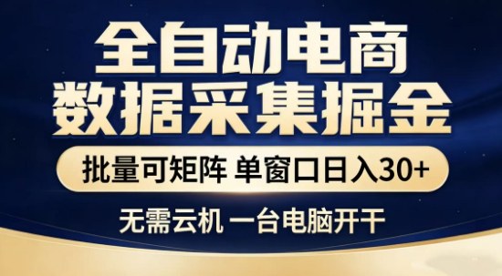 独家电商数据全自动采集项目，批量可矩阵，单窗口轻松日入3张+【揭秘】-如意资源库