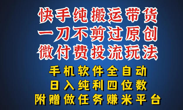 最新黑科技快手搬运带货方法，手机就能操作，轻松带你日入四位数【揭秘】-如意资源库