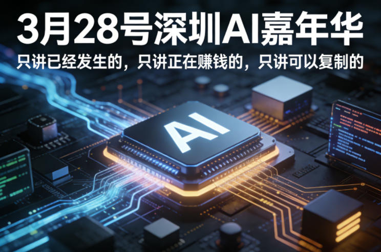3月28号深圳AI嘉年华，只讲已经发生的，只讲正在賺钱的，只讲可以复制的-如意资源库