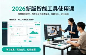 2026新版智能工具使用课,零基础也能学,用AI工具替代复杂操作,高效出片、轻松出圈-如意资源库