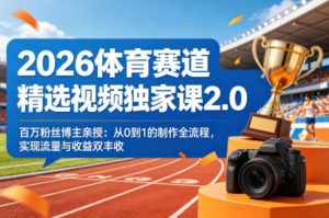 2026体育赛道精选视频独家课2.0，百万粉丝博主亲授：从0到1的制作全流程，实现流量与收益双丰收-如意资源库