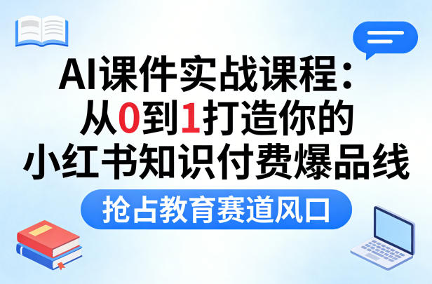 AI课件实战课程，从0到1打造你的小红书知识付费爆品线，抢占教育赛道风口-如意资源库
