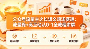 公众号流量主之长短文鸡汤赛道，流量稳+高互动，从0-1全流程讲解-如意资源库