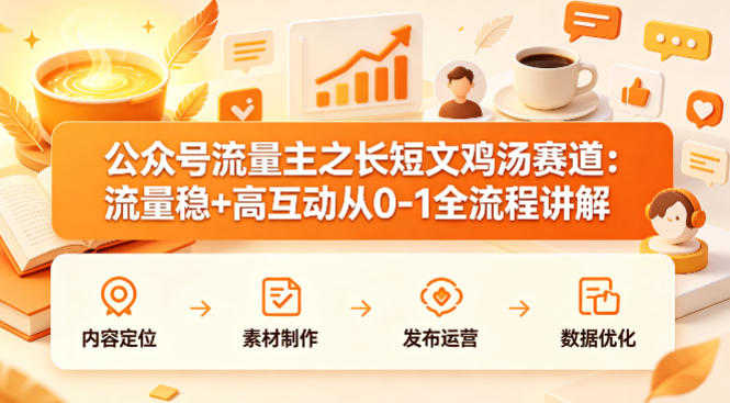 公众号流量主之长短文鸡汤赛道，流量稳+高互动，从0-1全流程讲解-如意资源库