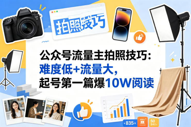 公众号流量主之拍照技巧赛道，难度低+流量大，起号第一篇就爆了10w阅读-如意资源库