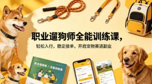 职业遛狗师全能训练课，轻松入行，稳定接单，开启宠物赛道副业-如意资源库