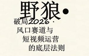 野狼团队·多平台实操运营课，覆盖AI口播、服装、好物、漫剪等热门玩法（更新4月29日）-如意资源库