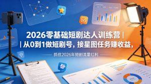 2026零基础短剧达人训练营｜从0到1做短剧号，接星图任务賺收益，抓住2026年短剧流量红利-如意资源库