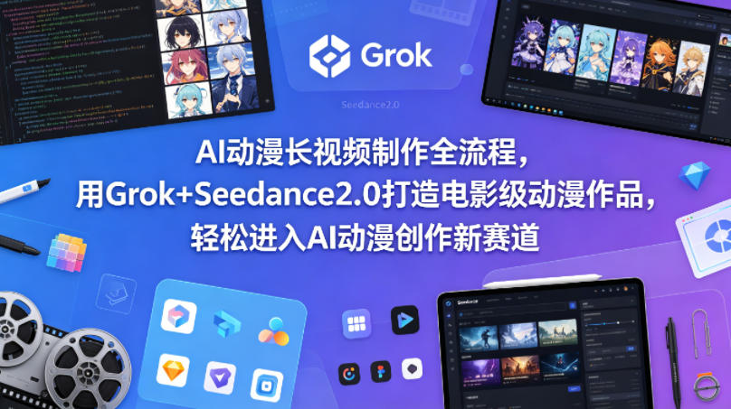 AI动漫长视频制作全流程，用Grok+Seedance2.0打造电影级动漫作品，轻松进入AI动漫创作新赛道-如意资源库