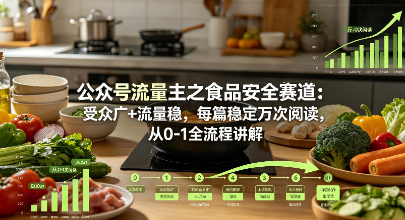 公众号流量主之食品安全赛道，受众广+流量稳，每篇作品稳定万次阅读，从0-1全流程讲解-如意资源库