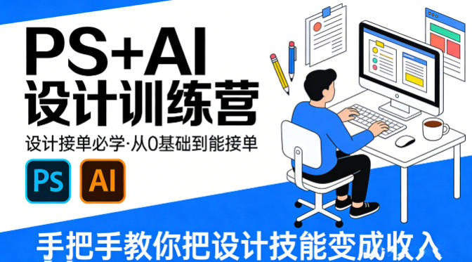 设计接单必学，PS+AI设计训练营，从0基础到能接单，手把手教你把设计技能变成收入-如意资源库