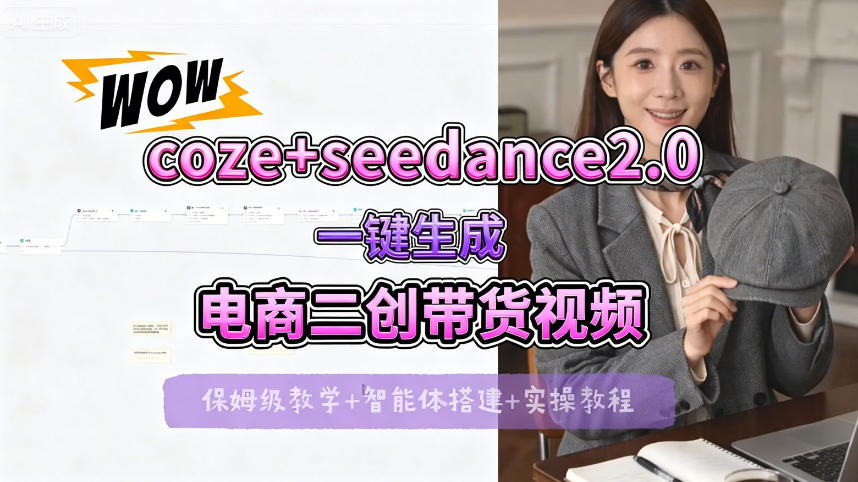 【Coze工作流搭建实操教程】seedance2.0+coze一键生成电商二创带货视频，全流程保姆级教学-如意资源库