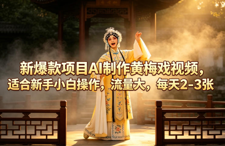 新爆款项目AI制作黄梅戏视频，适合新手小白操作，流量大，每天2-3张-如意资源库