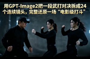 用GPT-Image2把一段武打对决拆成24个连续镜头，完整还原一场“电影级打斗”-如意资源库