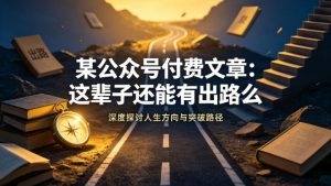 某公众号付费文章：这辈子还能有出路么-如意资源库