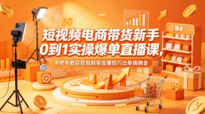 短视频电商带货新手0到1实操爆单直播课，手把手教你短视频带货爆技巧出单搞佣金-如意资源库