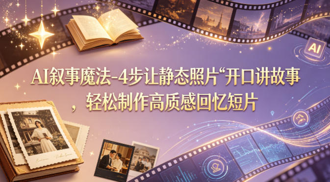 AI叙事魔法-4步让静态照片“开口讲故事”，轻松制作高质感回忆短片-如意资源库