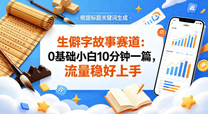公众号流量主——生僻字故事赛道，流量稳，好上手，0基础小白也能10分钟一篇-如意资源库