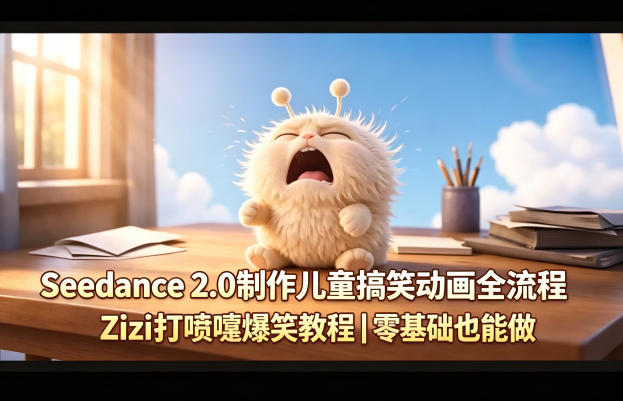 Seedance 2.0制作儿童搞笑动画全流程Zizi打喷嚏爆笑教程｜零基础也能做-如意资源库