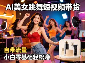 AI美女跳舞短视频带货：自带流量，小白零基础轻松賺，详细拆解-如意资源库