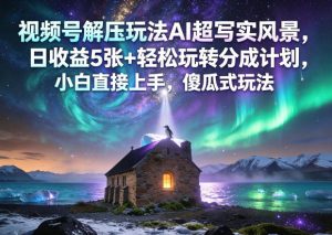 视频号解压玩法AI超写实风景，日收益5张+轻松玩转分成计划，小白直接上手，傻瓜式玩法-如意资源库