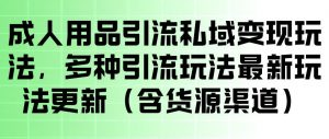 成人用品引流私域变现玩法，多种引流玩法最新玩法，操作简单（含货源渠道）-如意资源库