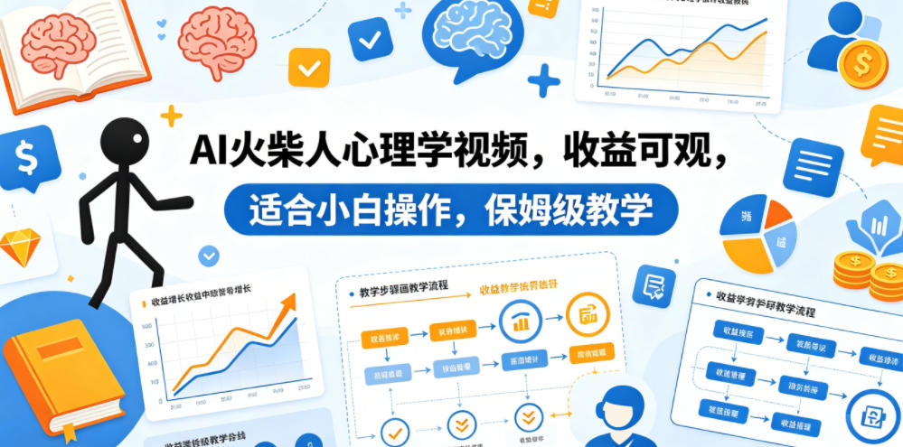 AI火柴人心理学视频，收益可观，适合小白操作，保姆级教学-如意资源库