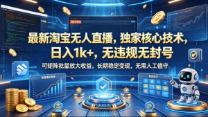 最新淘宝无人直播，独家核心技术，日入1k+，无违规无封号，可矩阵批量放大，长期稳定，无需人工值守【揭秘】-如意资源库