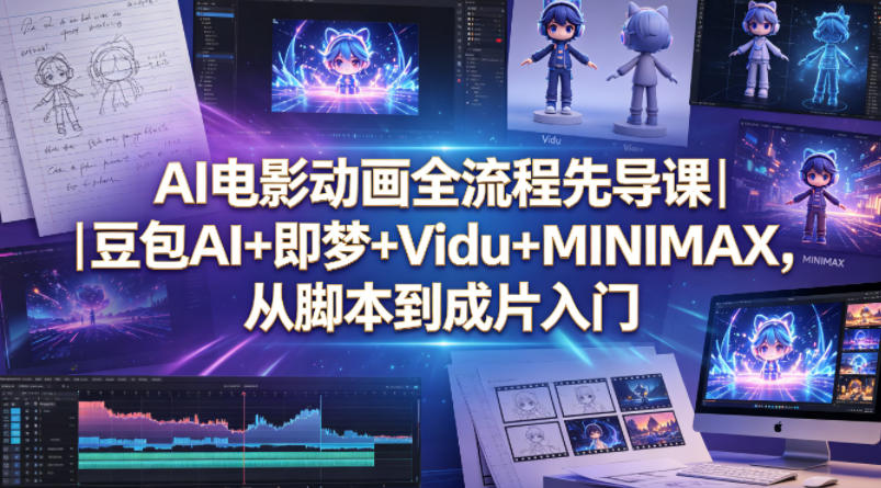 AI电影动画全流程先导课｜豆包AI+即梦+Vidu+MINIMAX，从脚本到成片入门-如意资源库