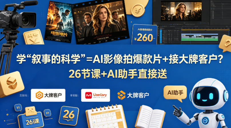 学《叙事的科学》=AI影像拍爆款片+接大牌客户？26节课+AI助手直接送【原创双语字幕】-如意资源库