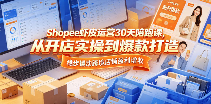 Shopee虾皮运营30天陪跑课，从开店实操到爆款打造，稳步撬动跨境店铺盈利增收-如意资源库