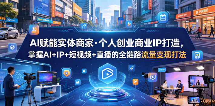 AI赋能实体商家·个人创业商业IP打造，掌握AI+IP+短视频+直播的全链路流量变现打法-如意资源库
