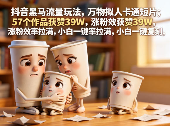 抖音黑马流量玩法，万物拟人卡通短片，57个作品获赞39W，涨粉效率拉满，小白一键复刻，保姆级拆解-如意资源库