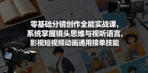 零基础分镜创作全能实战课，系统掌握镜头思维与视听语言，影视短视频动画通用接单技能-如意资源库