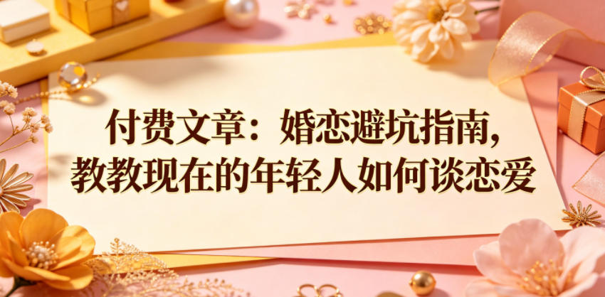 付费文章：婚恋避坑指南，教教现在的年轻人如何谈恋爱-如意资源库