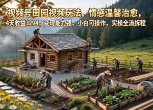 视频号田园视频玩法,情感温馨治愈,4天收益3294,变现能力强,小白可操作,实操全流程拆解-如意资源库