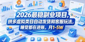 2026最稳副业项目，拼多多虚拟类目自动发货和客服玩法，睡觉都在进账，月1-5W【揭秘】-如意资源库