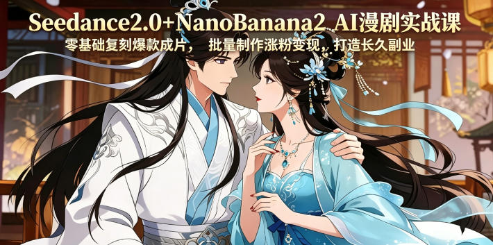 Seedance2.0+NanoBanana2 AI漫剧实战课，零基础复刻爆款成片涨粉变现，打造长久副业收益-如意资源库