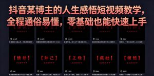 抖音某博主的灰太狼人生感悟短视频教学，全程通俗易懂，零基础也能快速上手-如意资源库