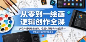 从零到一绘画逻辑创作全课,多软件通用绘画技法,吃透人体结构与造型设计,零基础轻松进阶接单变现-如意资源库