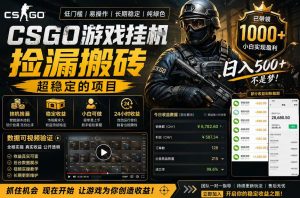 CSGO游戏搬砖，全自动挂G，不需要玩游戏，手机操作日入300+，解放双手【揭秘】-如意资源库