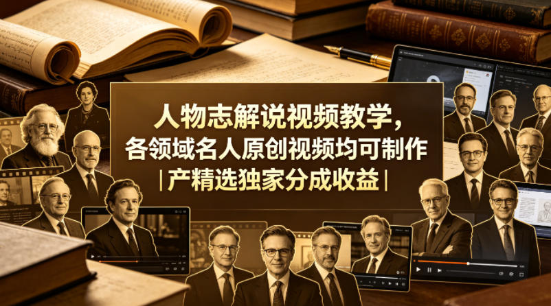 人物志解说视频教学，各领域名人原创视频均可制作丨精选独家分成收益（更新0430）-如意资源库